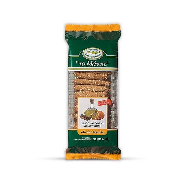 The Manna Handmade olive oil biscuits with fresh orange juice and cinnamon 290gr