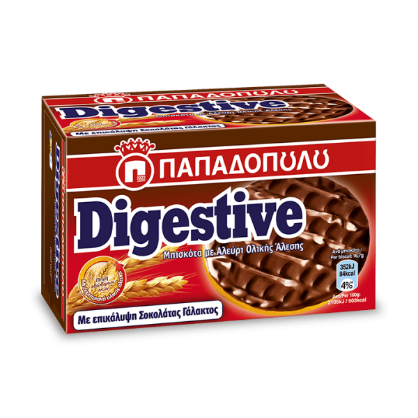 Papadopoulos Digestive with milk chocolate 200g