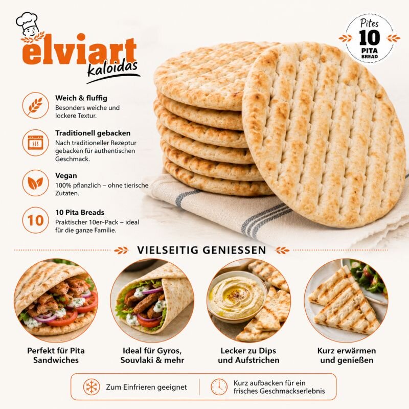 Elviart Ελληνική Πίτα 10 Τεμάχια 18cm