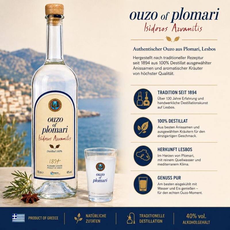 Ouzo of Plomari Isidoros Arvanitis 700 ml