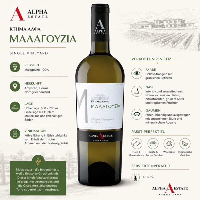 Alpha Estate Malagouzia Single Vineyard "Schildkröte" Weisswein 75cl
