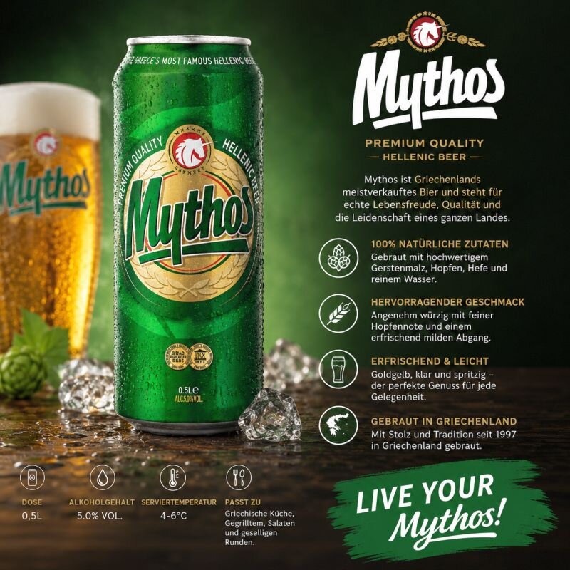 Mythos Birra Greca Premium Hellenic Lager 500 ml Lattina