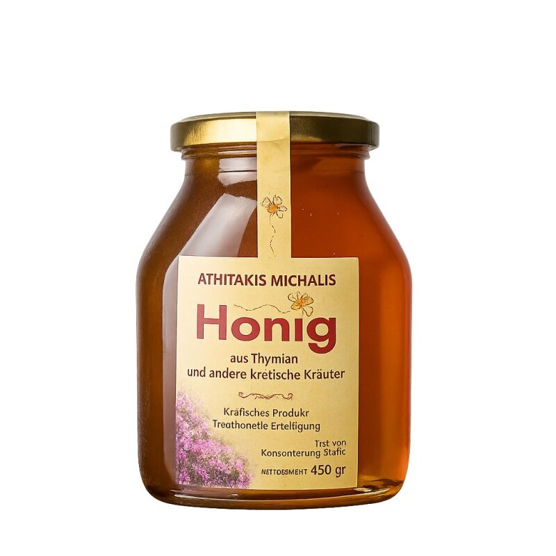 Athitakis Griechischer Cremiger Honig aus Kreta mit Thymian & kretischen Kräutern 450 g
