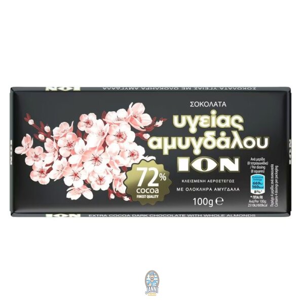 ION Dark Zartbitter Schokolade 72% Kakao mit Ganzen Mandeln 100 g