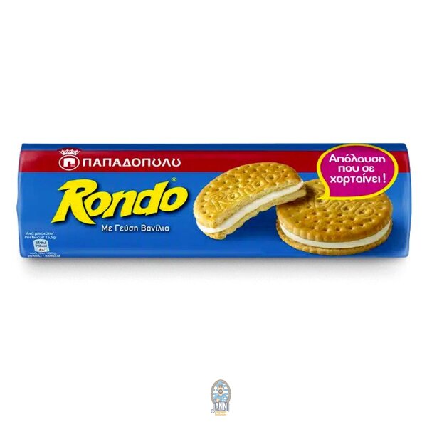 Papadopoulos Rondo Biscuits Sandwich à la Crème de Vanille 250g