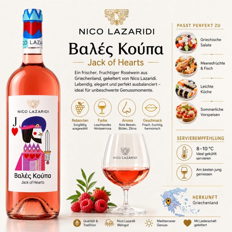 Nico Lazaridi Jack of Hearts halbtrockener Rosé 75 cl